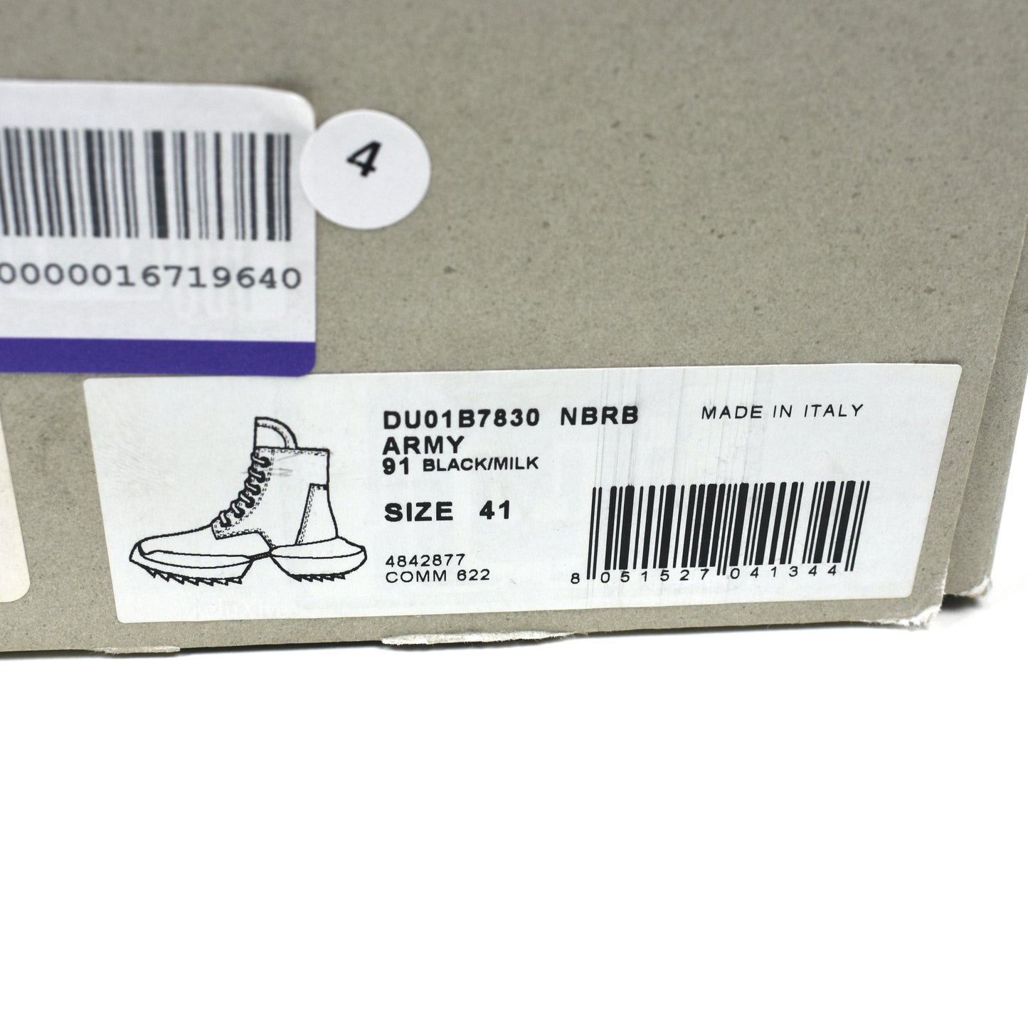 Rick Owens DRKSHDW - Army Sneaker Boot (Black/Milk)