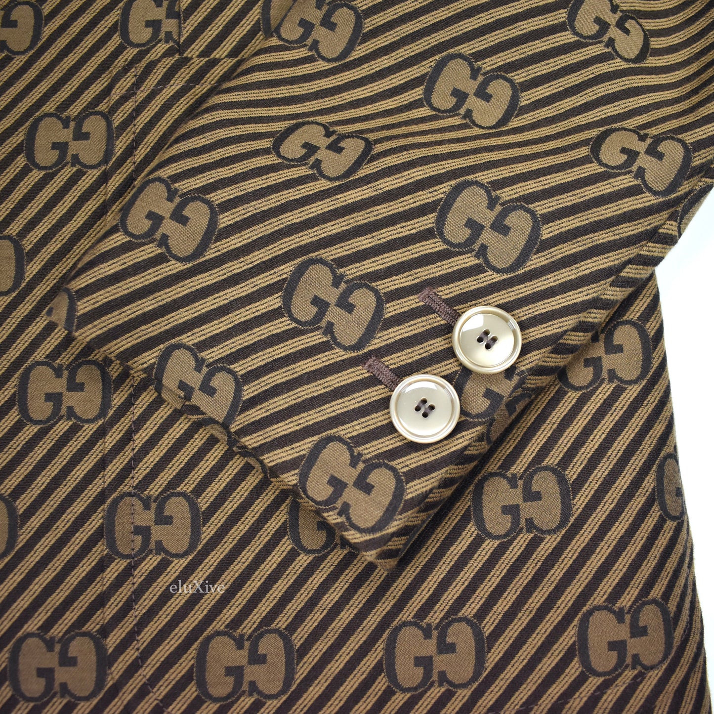 Gucci - Brown Diagonal Stripe GG Monogram Woven Blazer