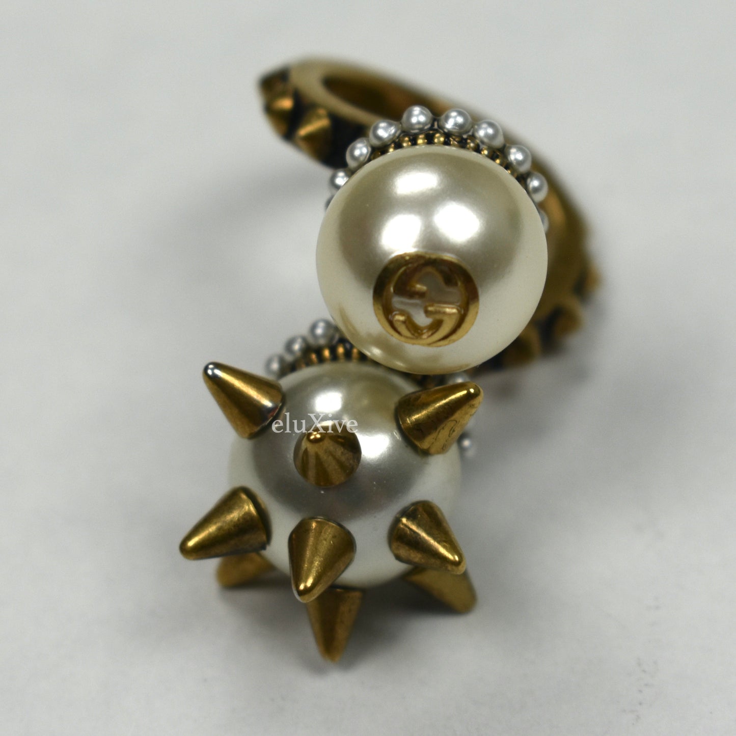 Gucci - GG Logo Pearl Spiked Cocktail Ring