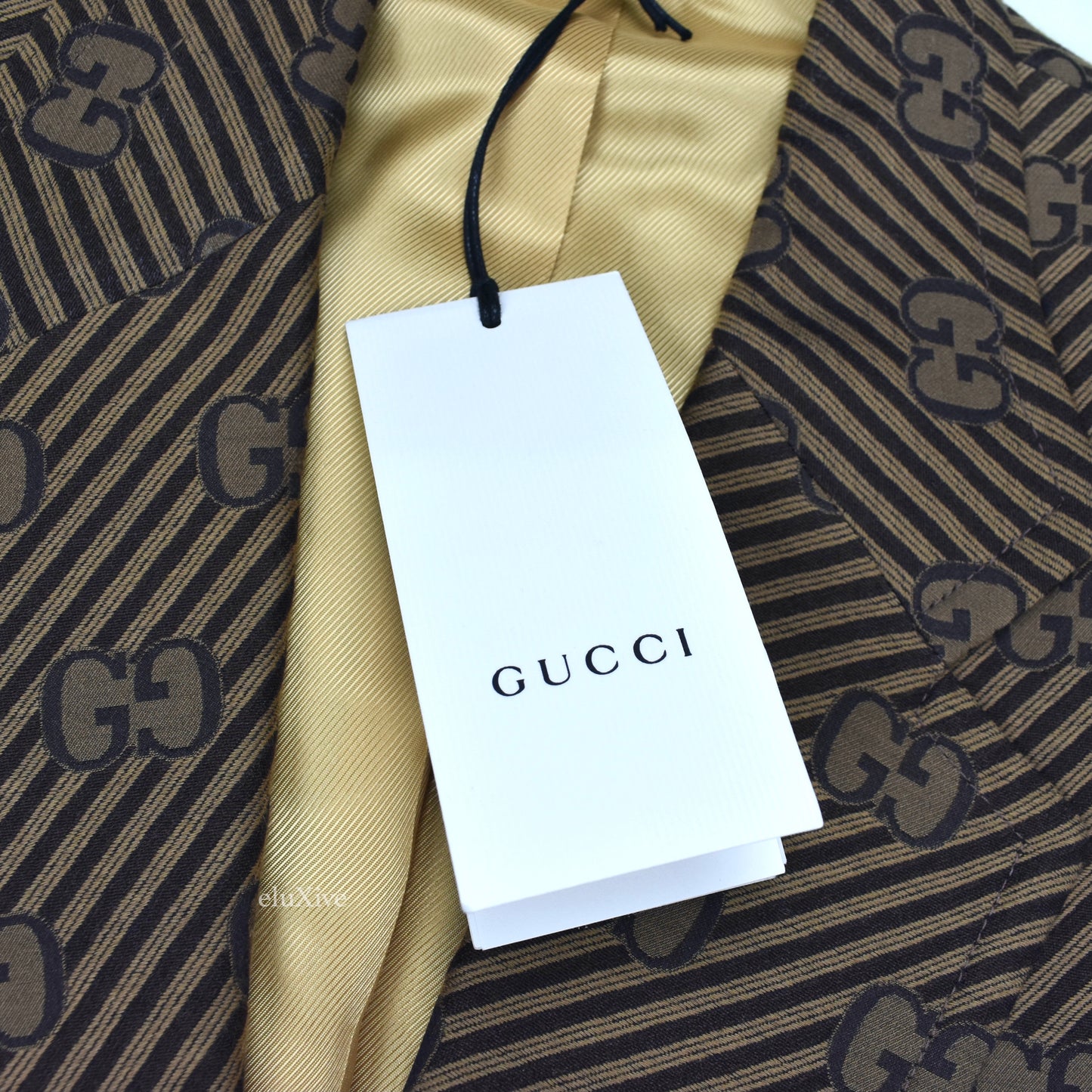 Gucci - Brown Diagonal Stripe GG Monogram Woven Blazer