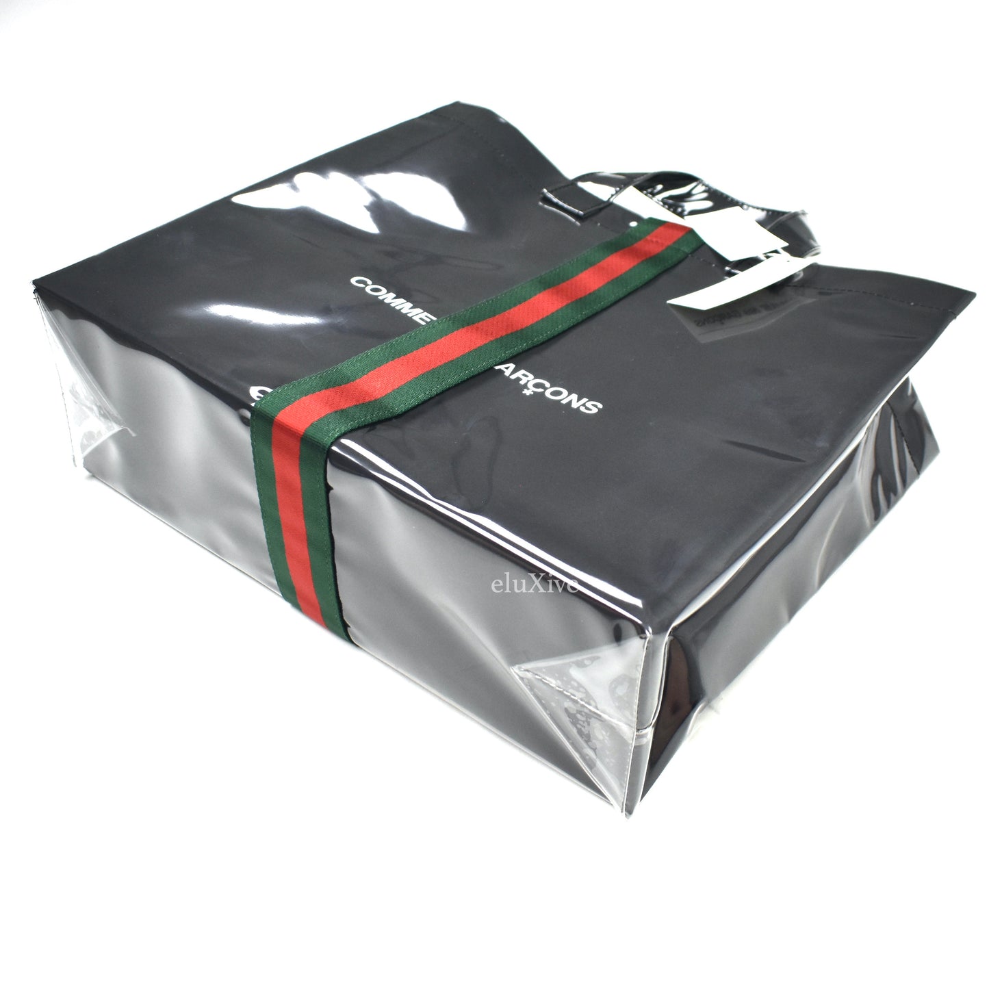 Comme des Garcons x Gucci - Black Web Stripe Paper/Plastic Tote Bag