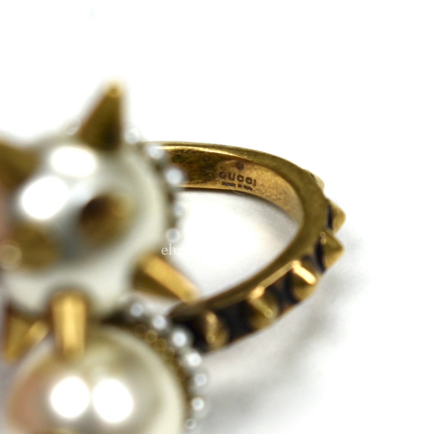 Gucci - GG Logo Pearl Spiked Cocktail Ring