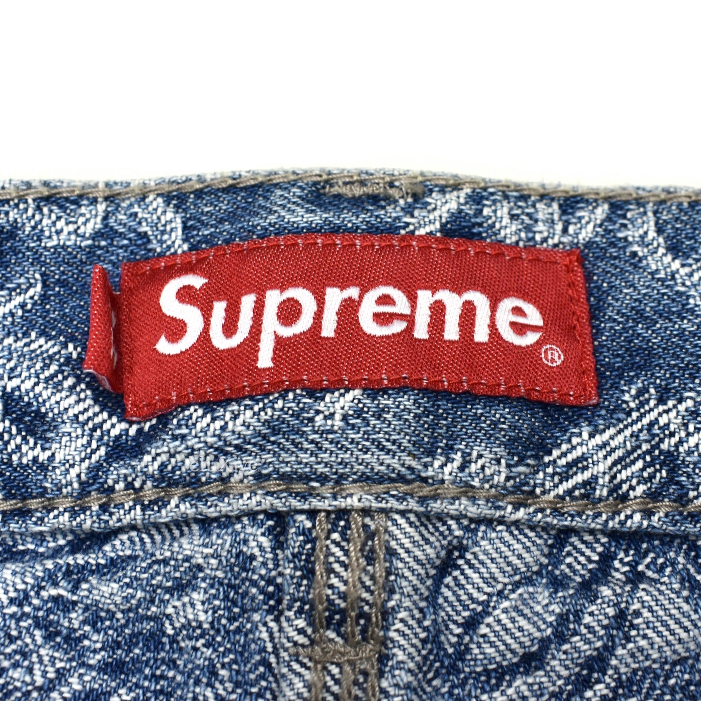 Supreme - Script Jacquard Logo Double Knee Denim Jeans (Blue)