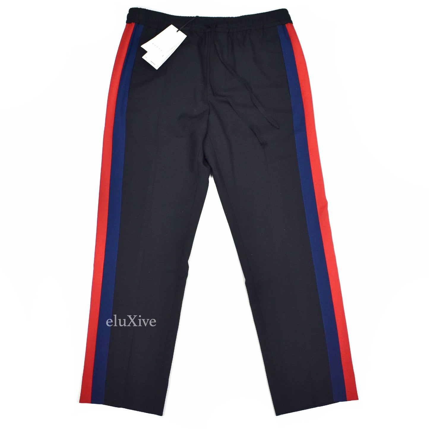 Gucci - Black Web Stripe Wool Lounge Pants