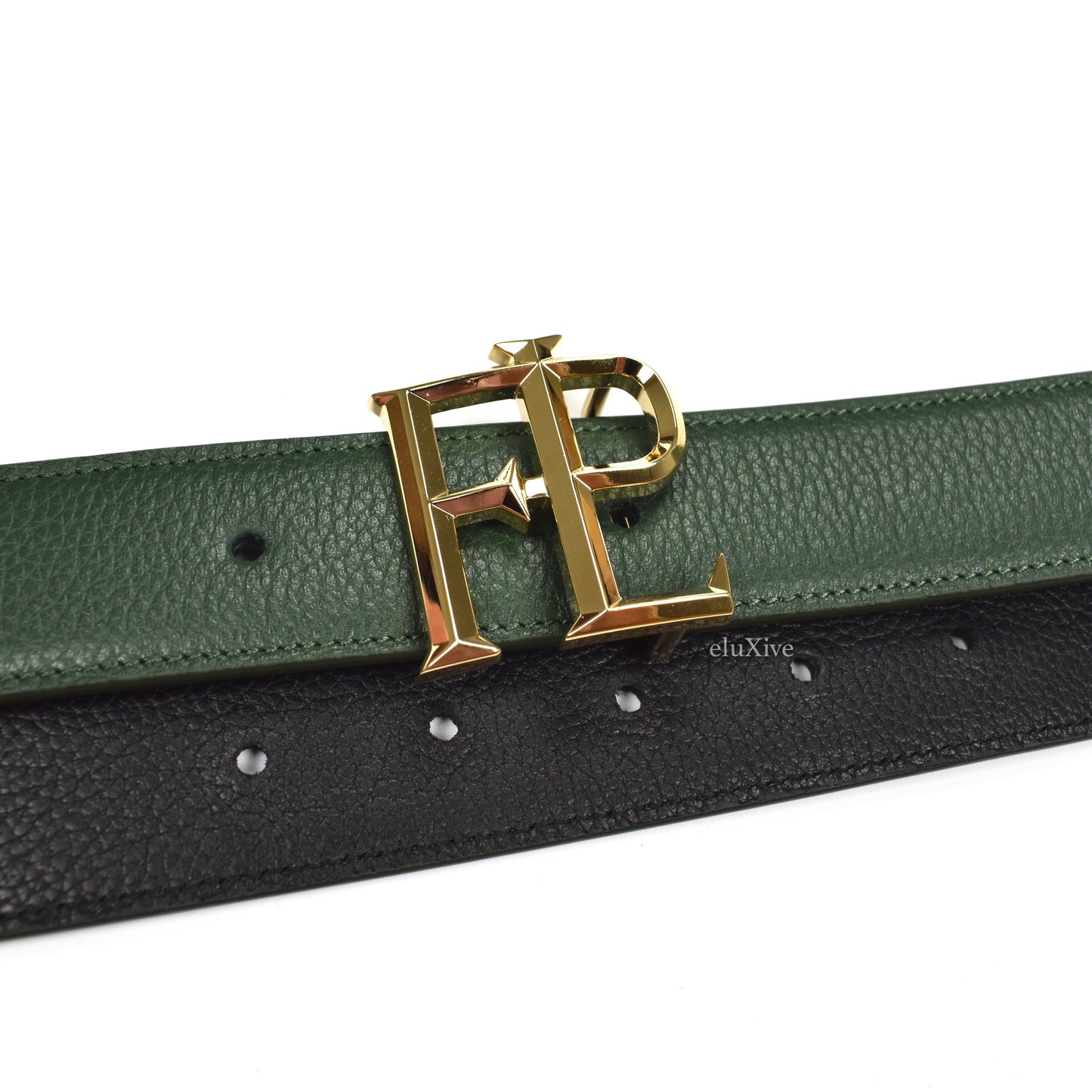 Faure Le Page - Gold FLP Logo Reversible Belt (Green/Black)