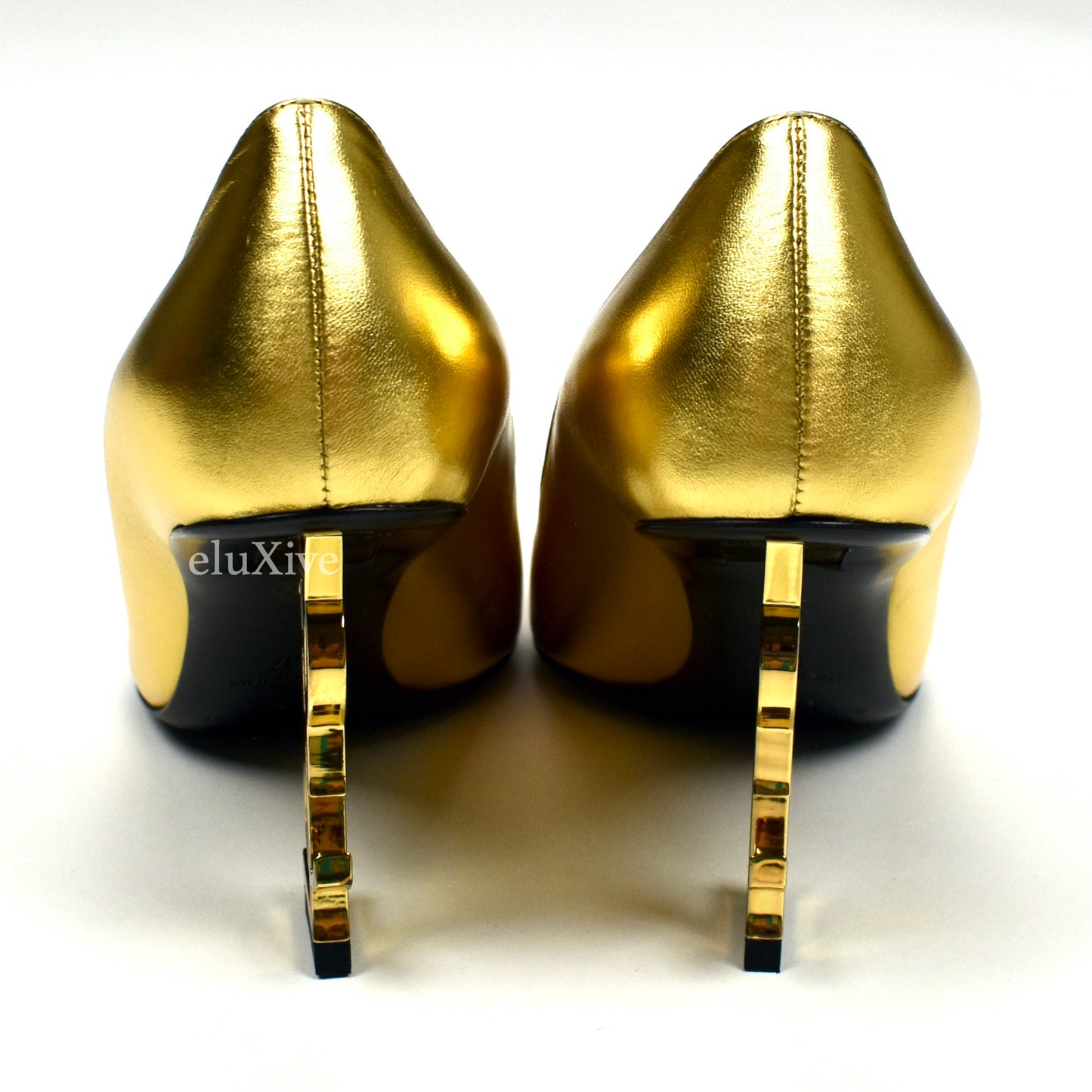 Saint Laurent - Gold YSL Logo Heel Opyum Pumps