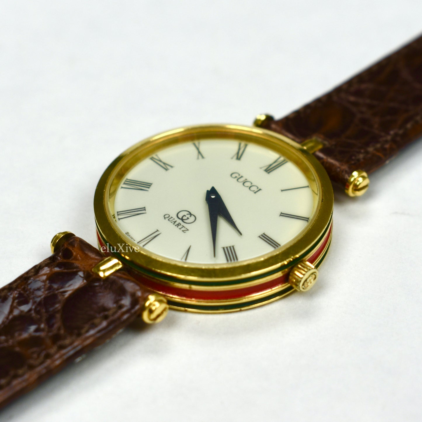 Gucci - 2000M Gold Cream Dial Web Stripe Watch
