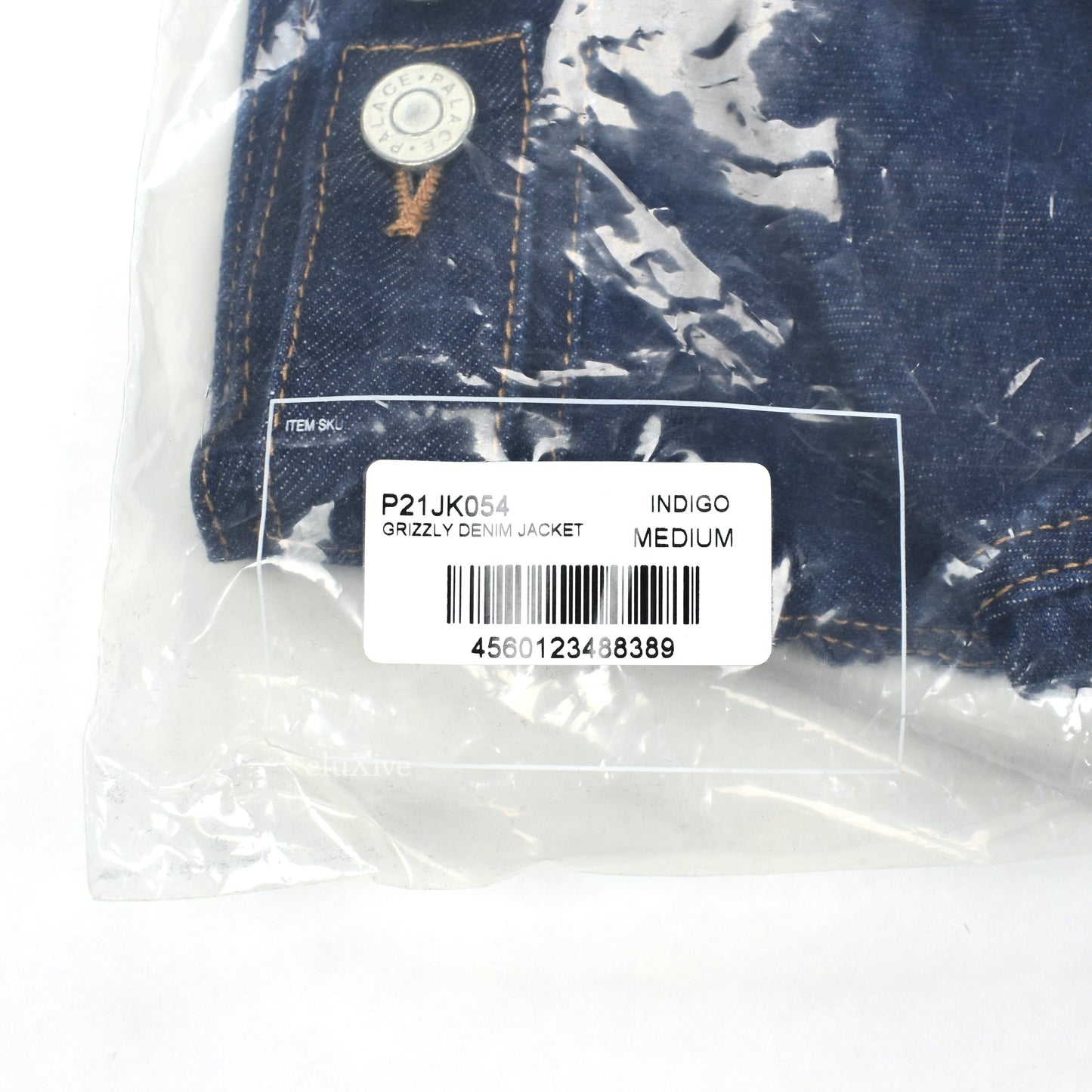 Palace - Navy Grizzly Fleece Denim Trucker Jacket
