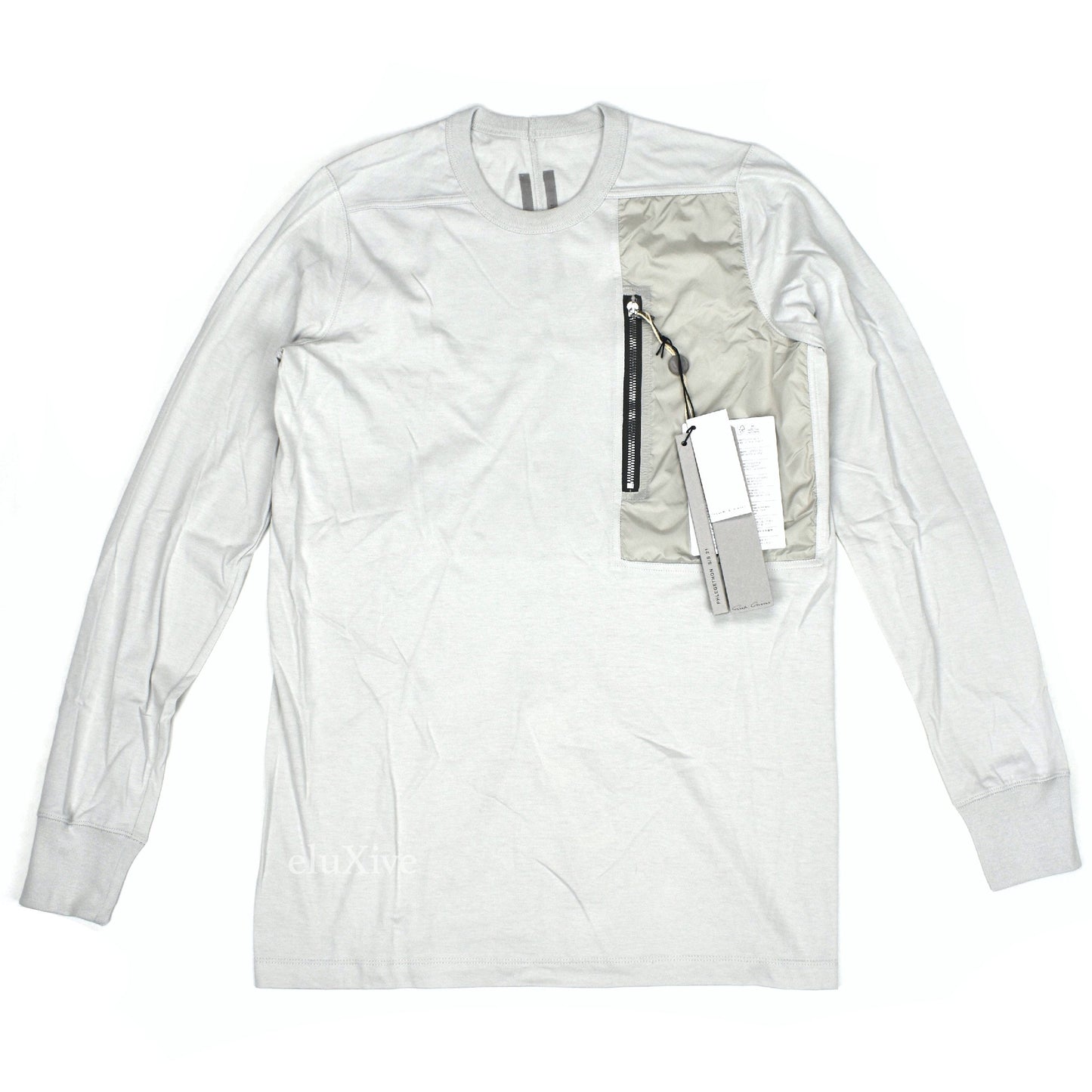 Rick Owens - Oyster Gray LS Zip Pocket Level T-Shirt