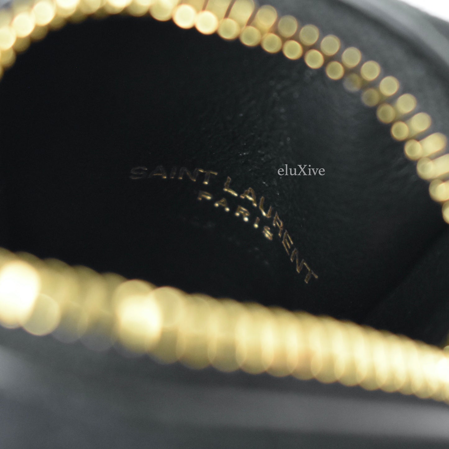 Saint Laurent - Black Croc YSL Logo Jamie Zip Pouch