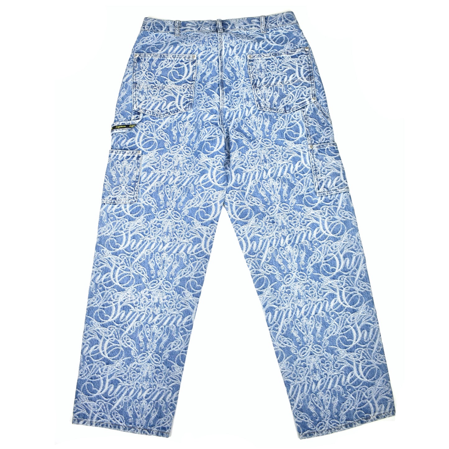 Supreme - Script Jacquard Logo Double Knee Denim Jeans (Blue)