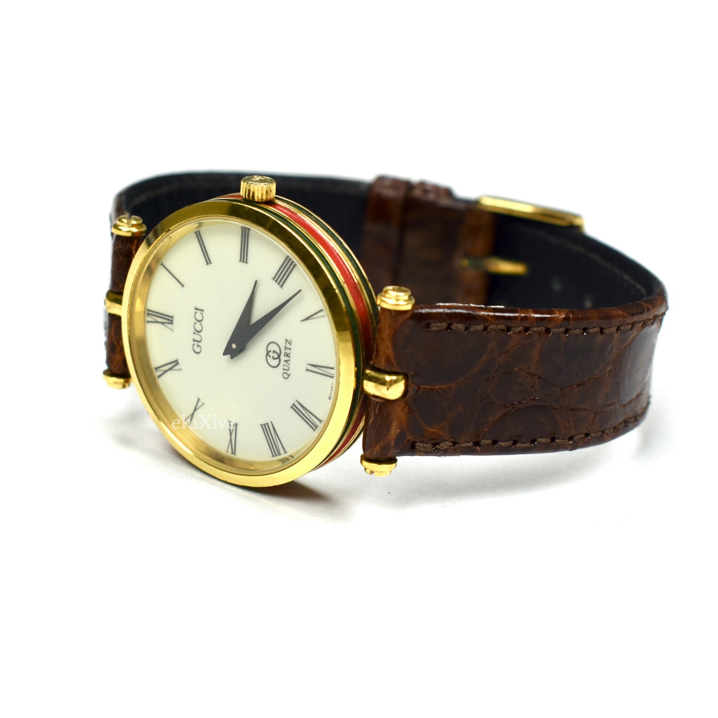 Gucci - 2000M Gold Cream Dial Web Stripe Watch