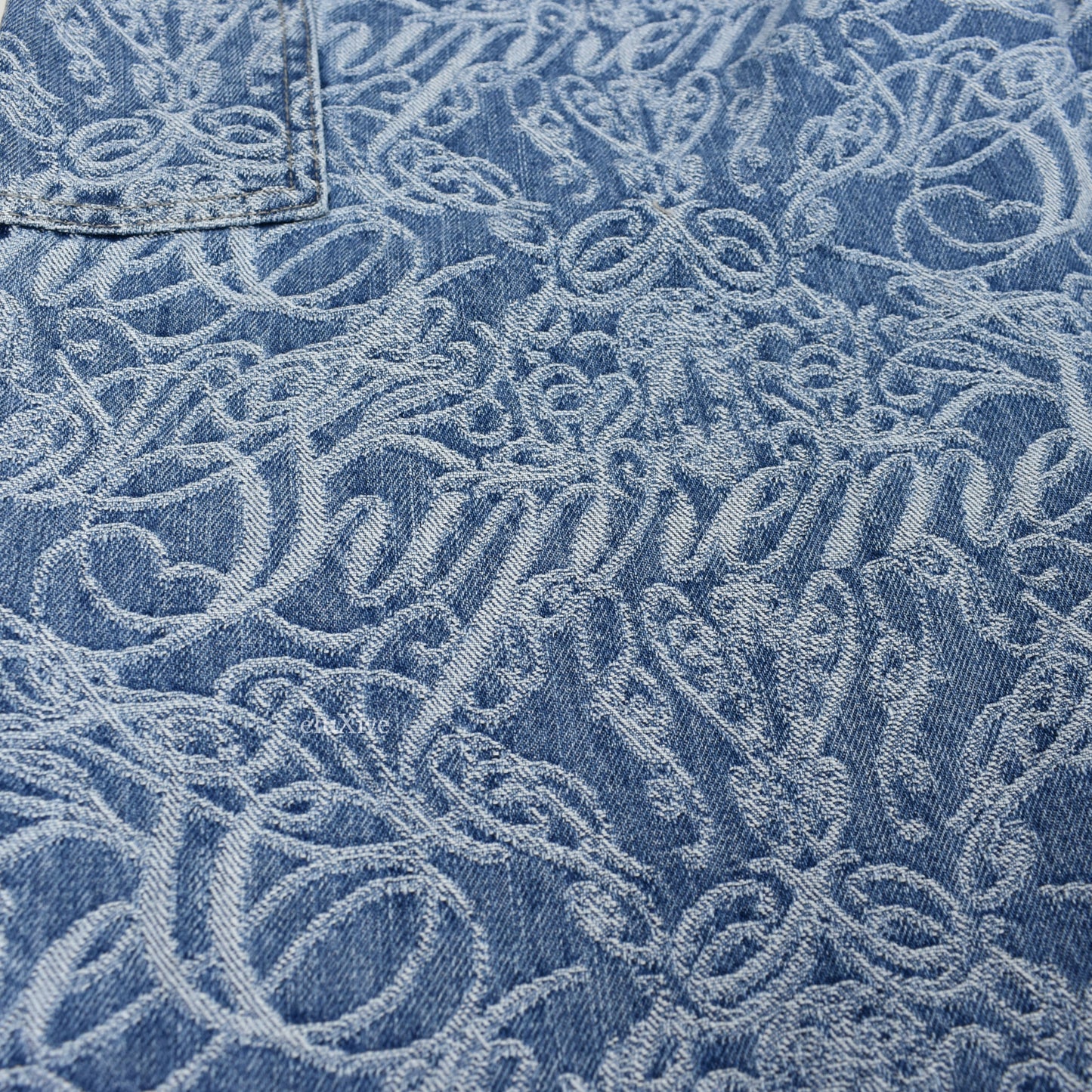 Supreme - Script Jacquard Logo Double Knee Denim Jeans (Blue)