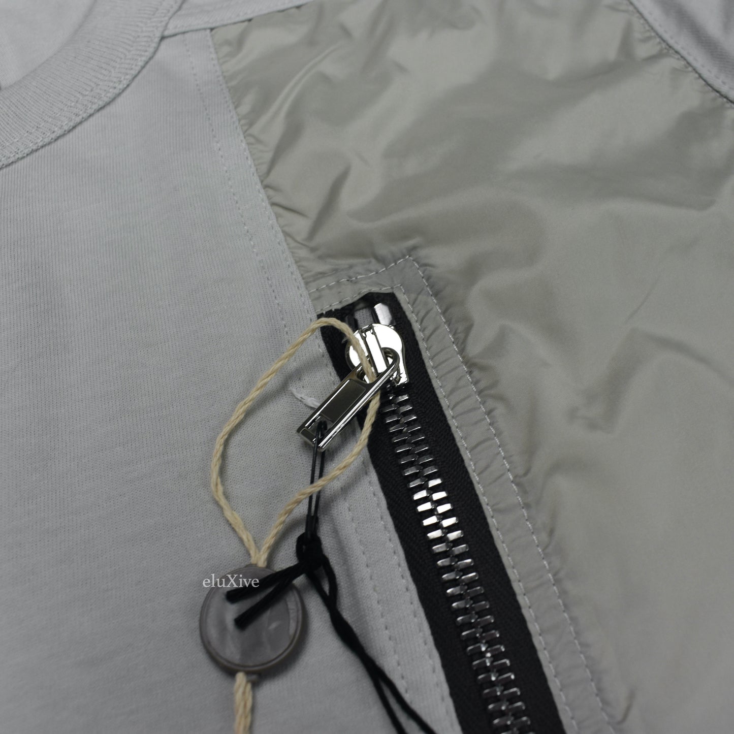 Rick Owens - Oyster Gray LS Zip Pocket Level T-Shirt