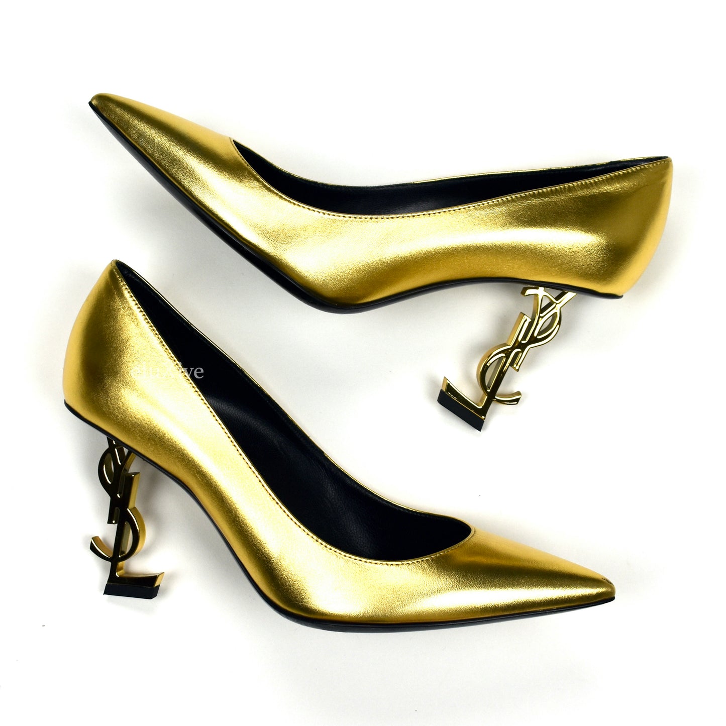 Saint Laurent - Gold YSL Logo Heel Opyum Pumps