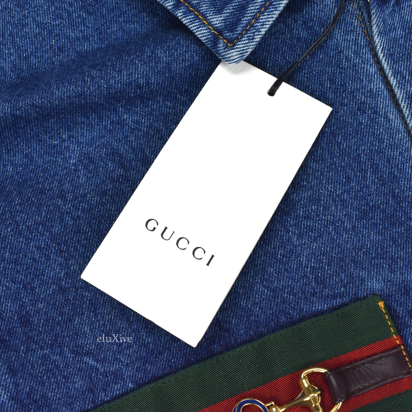 Gucci - Web Stripe & Horsebit Logo Denim Jacket  Logo Denim Trucker Jacket