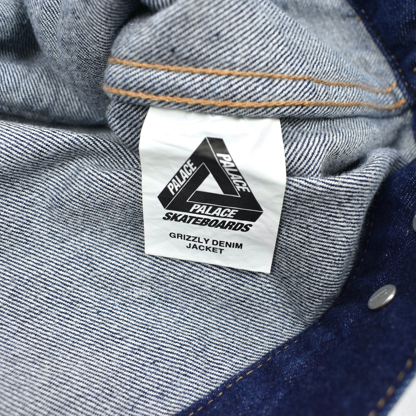 Palace - Navy Grizzly Fleece Denim Trucker Jacket