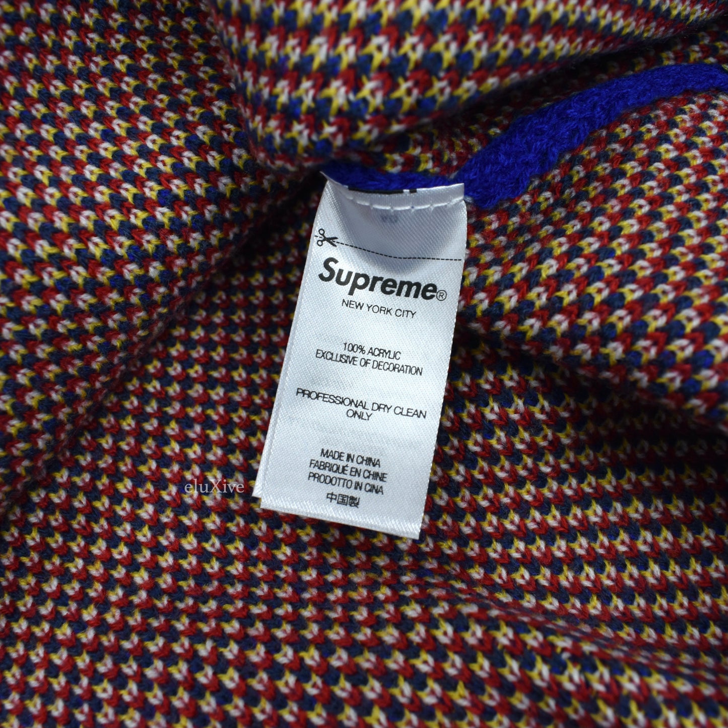 Supreme x Dickies - Royal Blue Jacquard Knit Logo Sweater