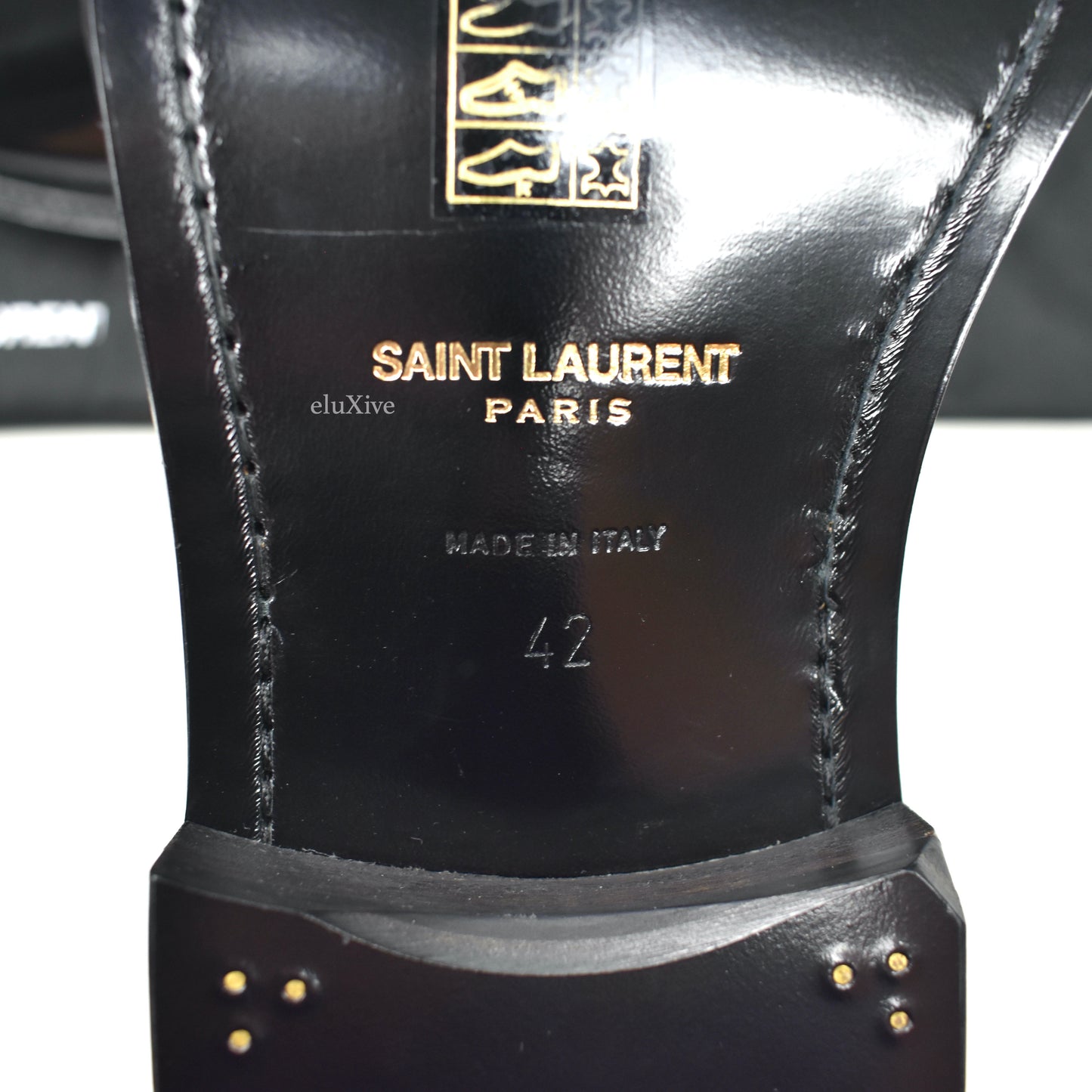 Saint Laurent - Black Patent Leather Classic Army Boots