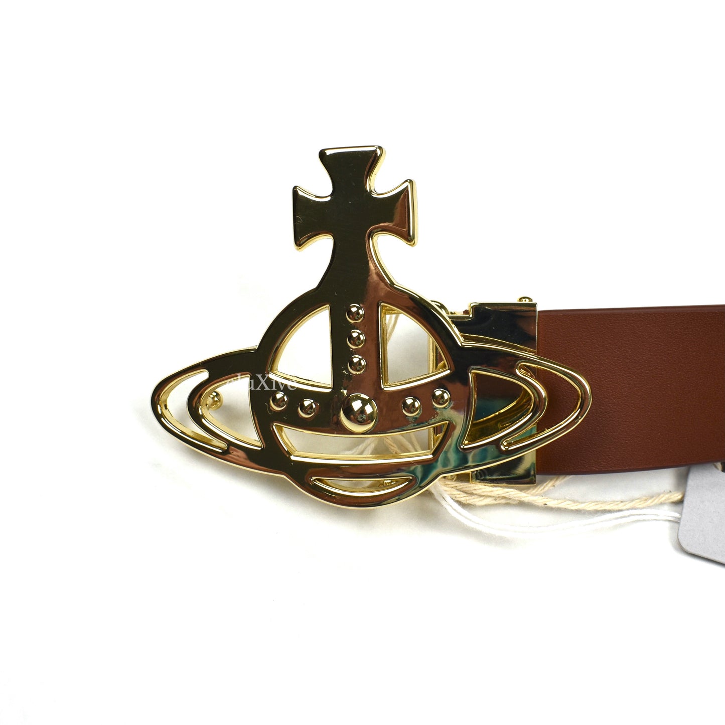 Vivienne Westwood - Gold Orb Logo Buckle Brown Leather Belt