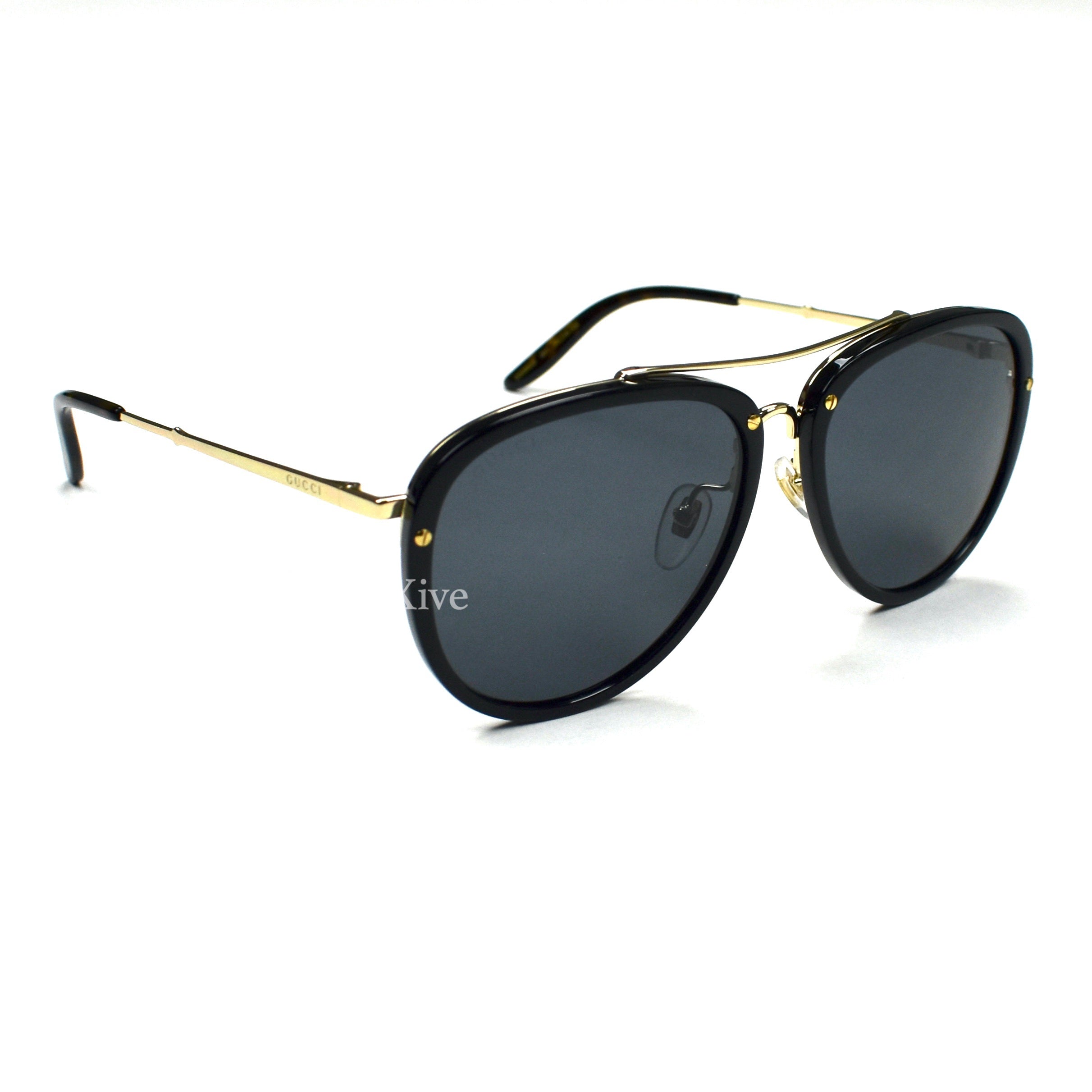 Gucci - GG0062S Black/Gold Aviator Sunglasses – EluXive