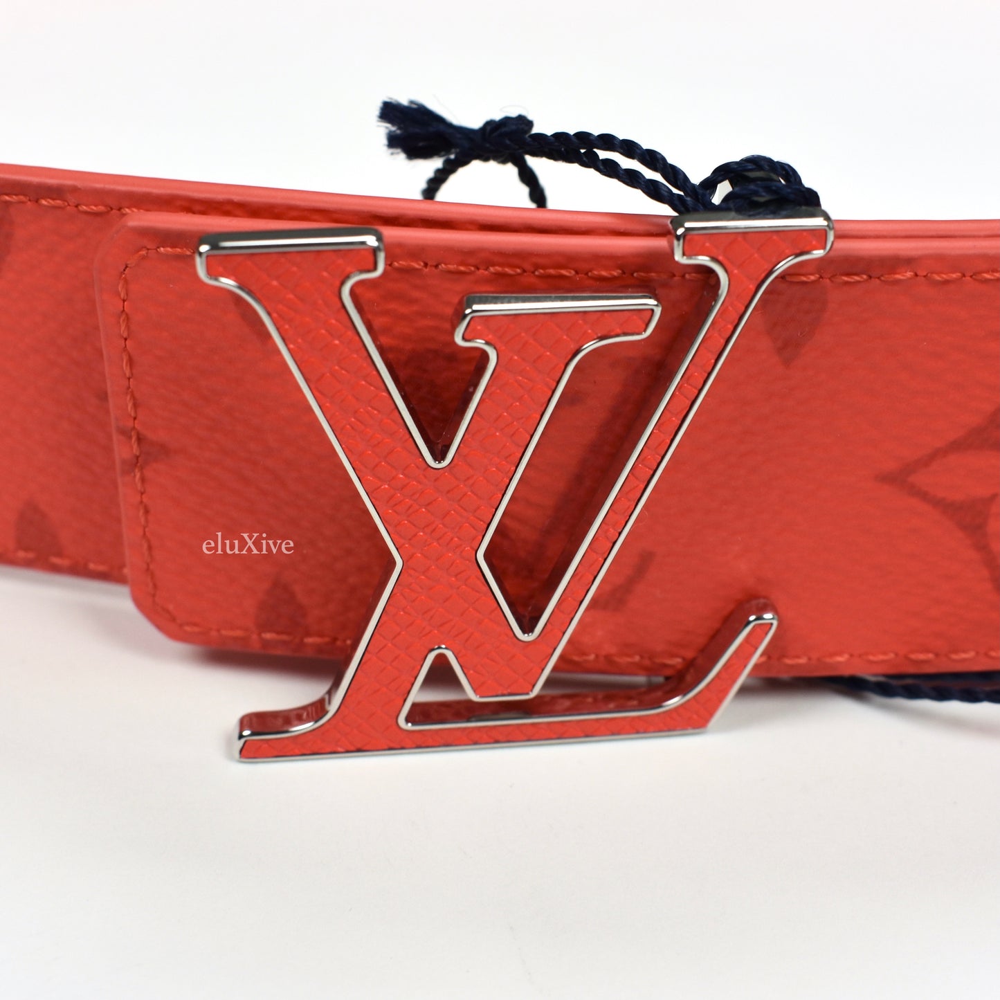 Louis Vuitton - Red Monogram LV Initiales Logo Buckle Belt