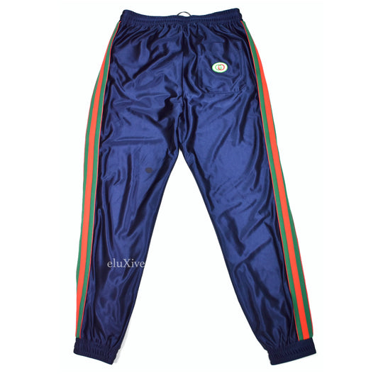 Gucci - Navy Web Stripe Technical Jersey Track Pants