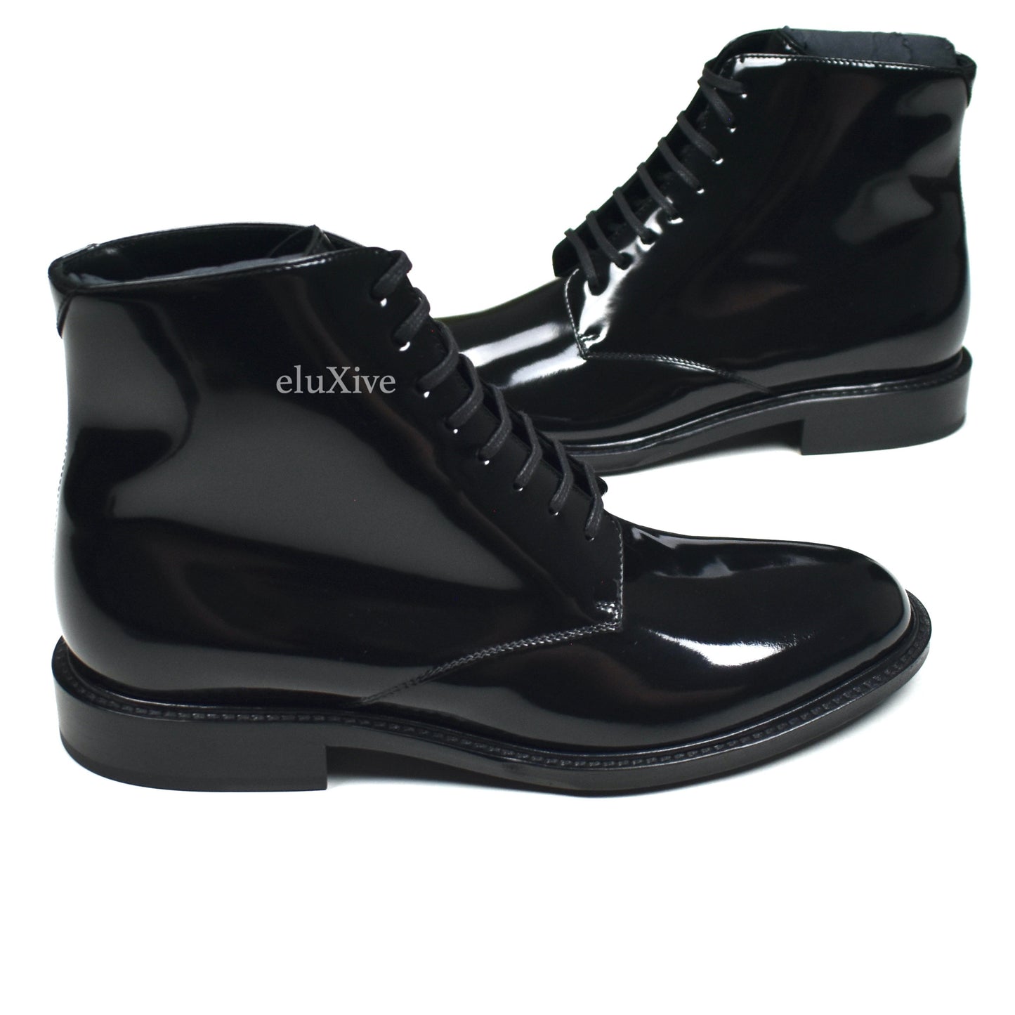 Saint Laurent - Black Patent Leather Classic Army Boots