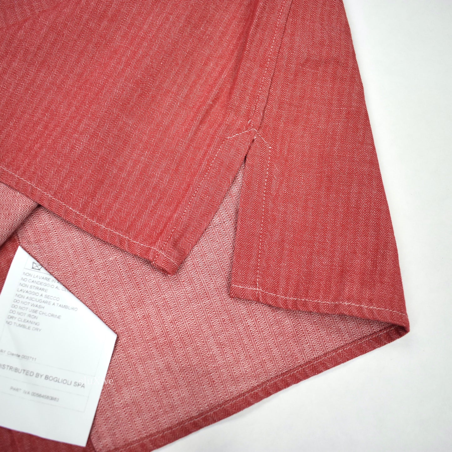 Boglioli - Red Herringbone Woven Cotton Button Down Shirt