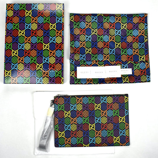 Gucci - Psychadelic Rainbow GG Logo Document Holder / Pouch
