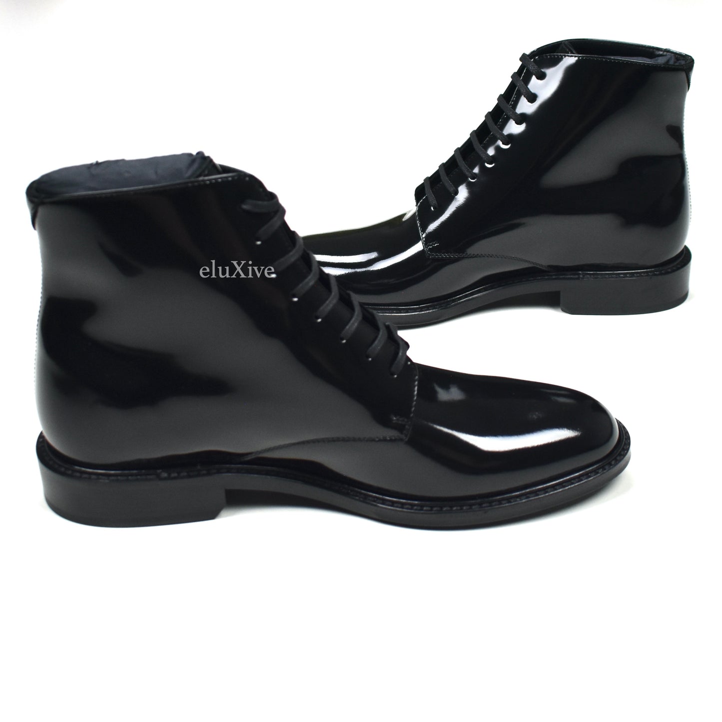 Saint Laurent - Black Patent Leather Classic Army Boots