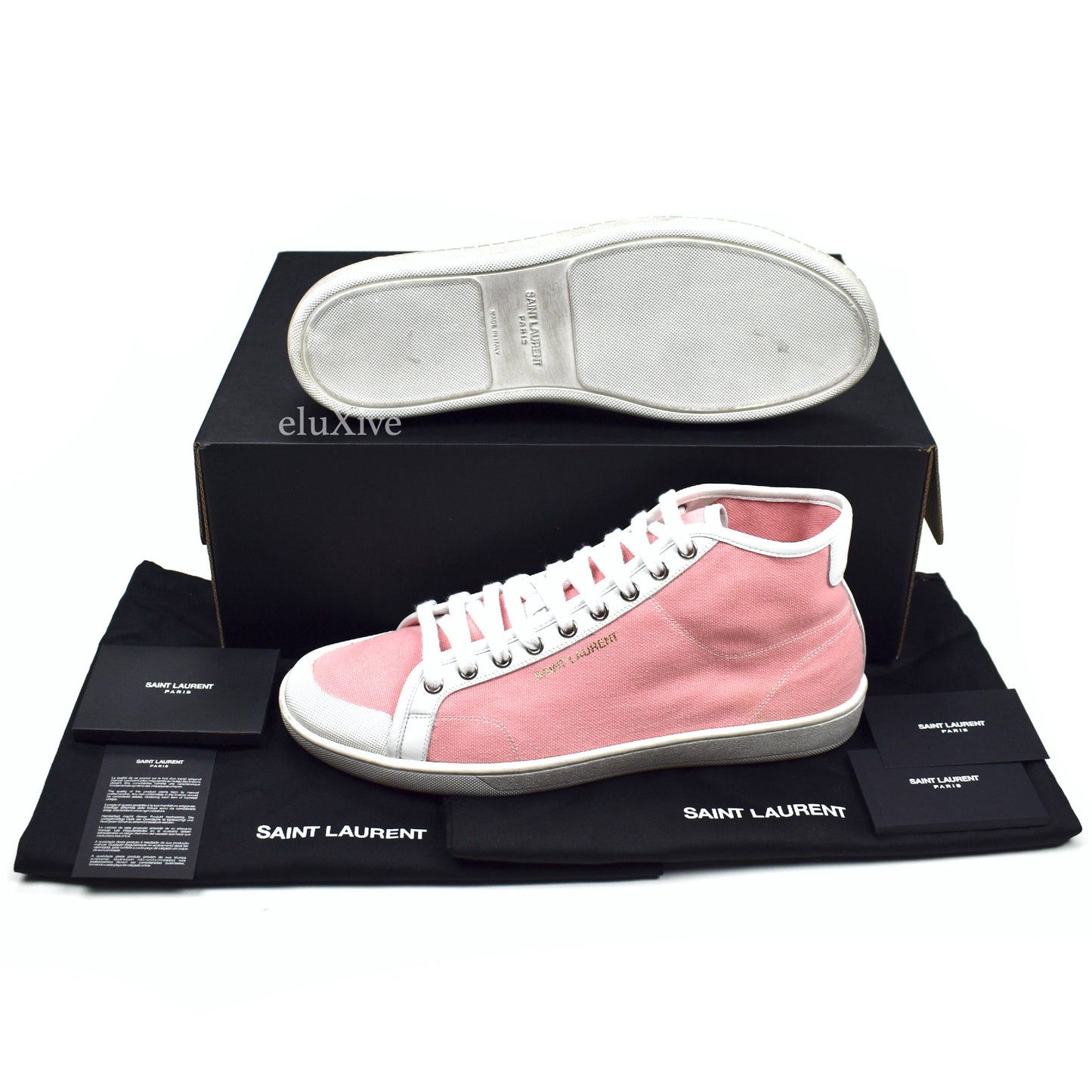 Saint Laurent - Pink Canvas SL 39 Mid Top Sneakers