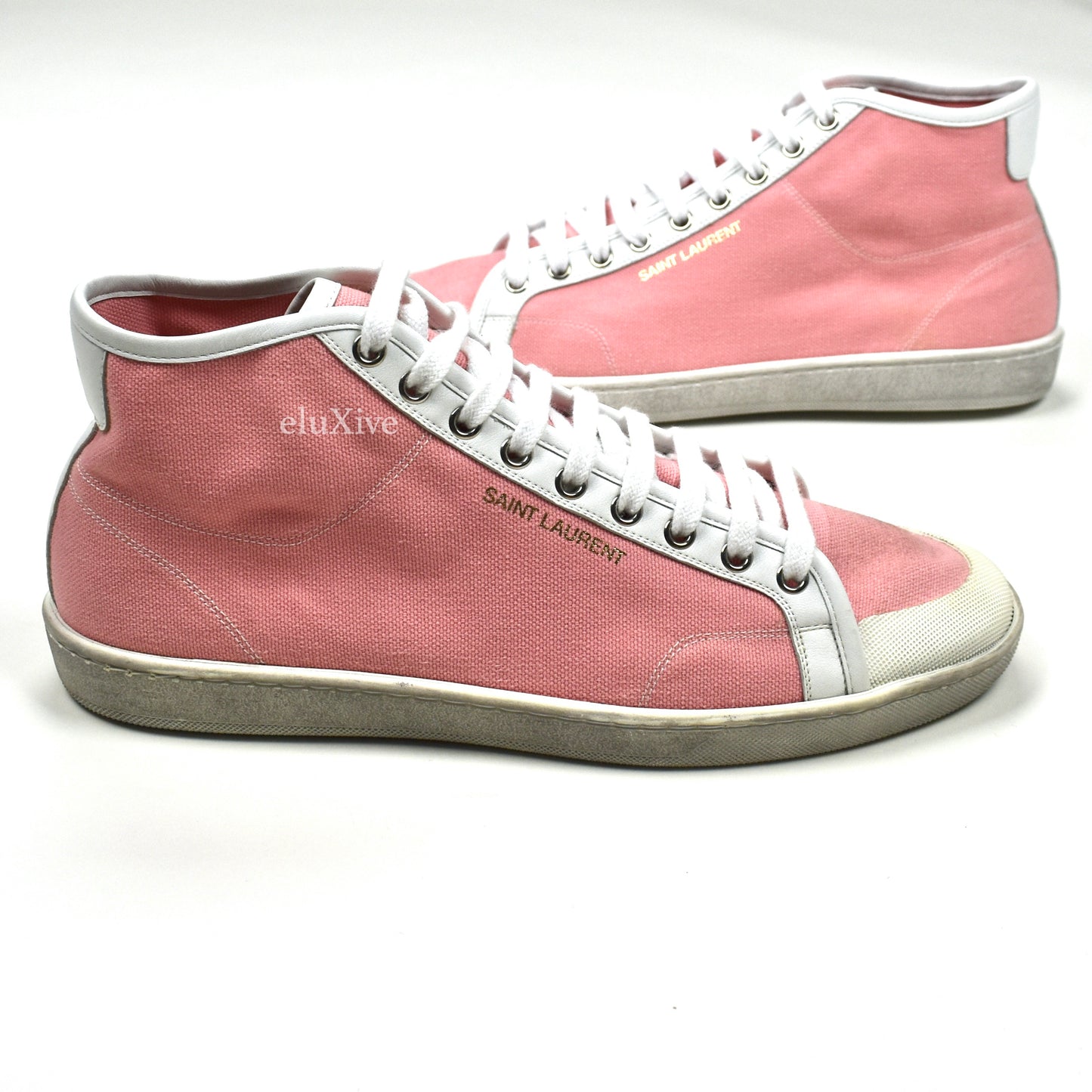 Saint Laurent - Pink Canvas SL 39 Mid Top Sneakers