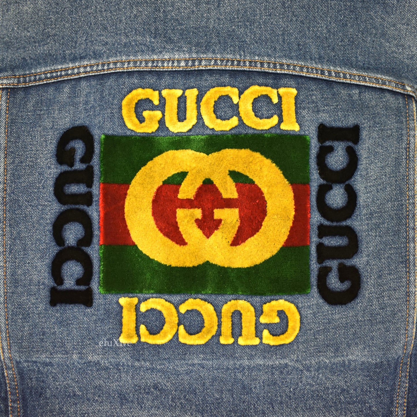 Gucci - Vintage Flocked Logo Denim Trucker Jacket