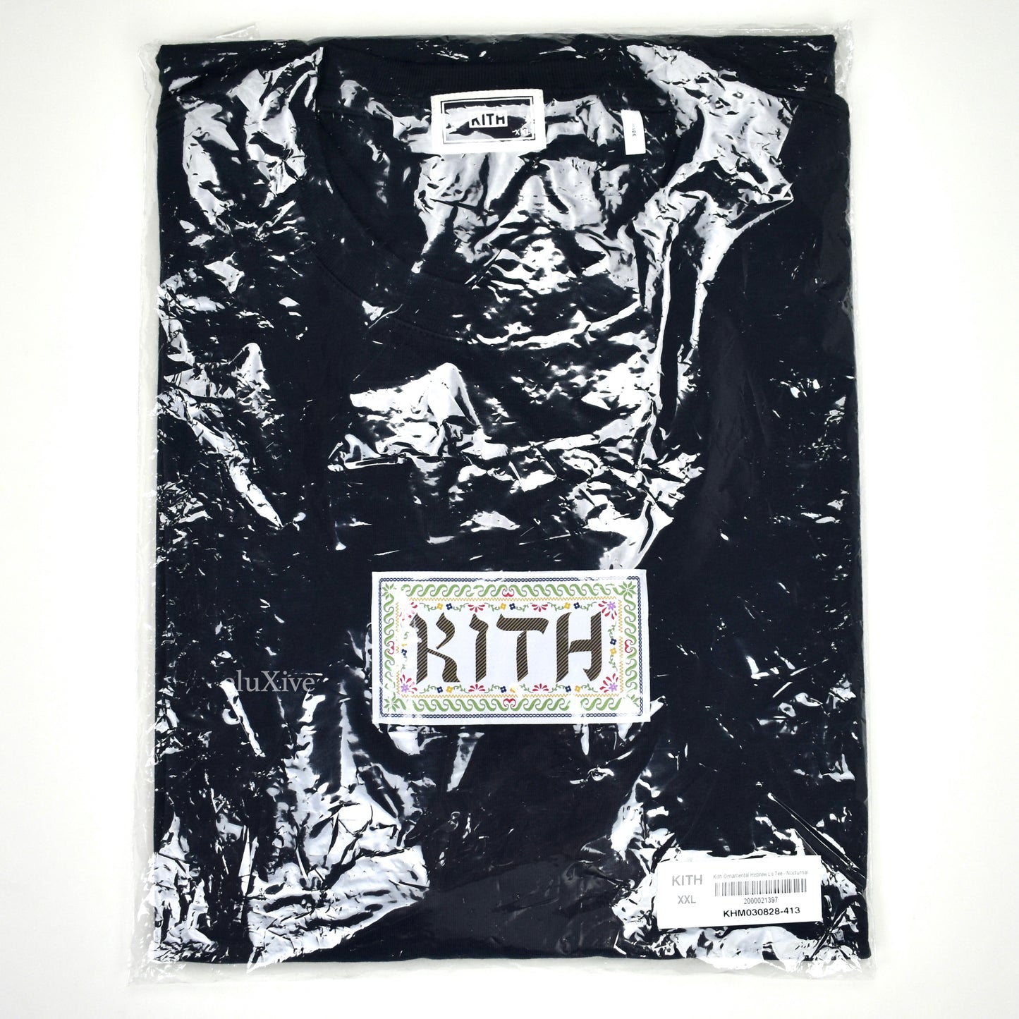 Kith - Hanukkah Ornamental Hebrew Logo L/S T-Shirt (Navy)