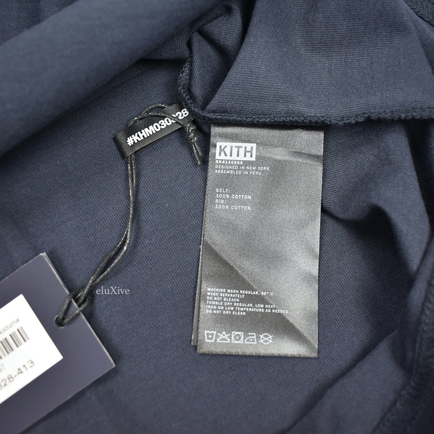 Kith - Hanukkah Ornamental Hebrew Logo L/S T-Shirt (Navy)