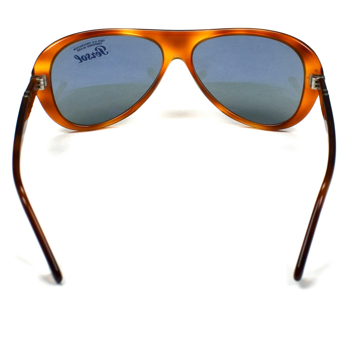 Persol - 3260-S Terra di Siena Blue Lens Aviator Sunglasses