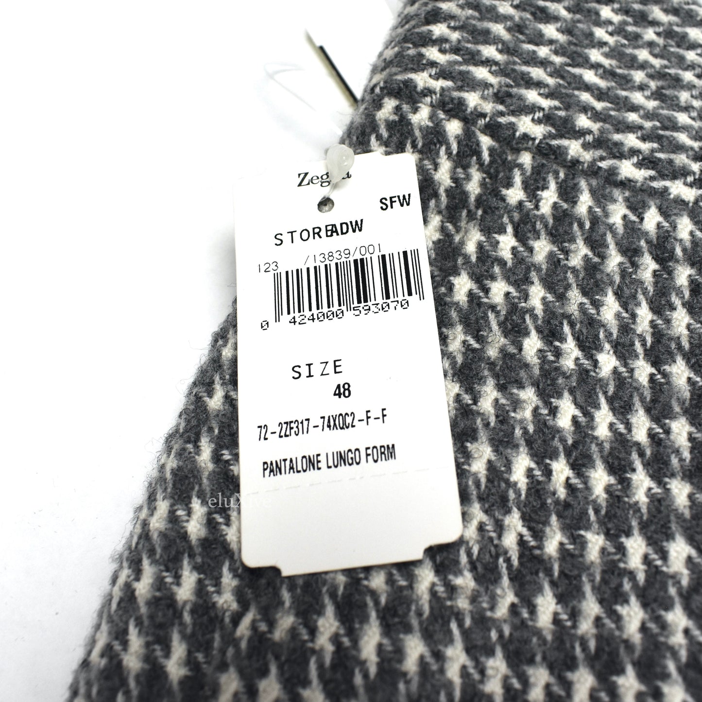 Z Zegna - Gray / White Houndstooth Wool Stirrup Pants