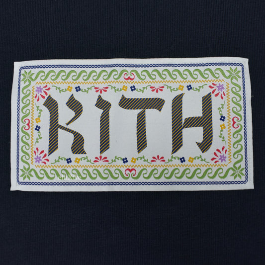 Kith - Hanukkah Ornamental Hebrew Logo L/S T-Shirt (Navy)