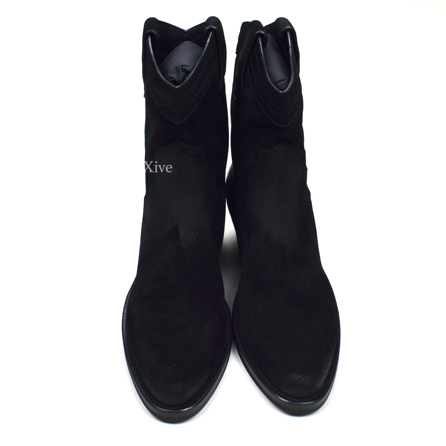 Saint Laurent - Black Buffed Suede Santiag Western Boots