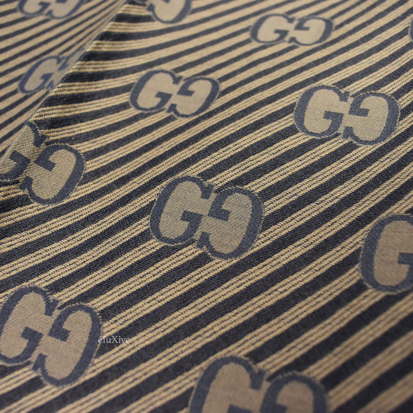 Gucci - Brown Diagonal Stripe GG Monogram Woven Pants