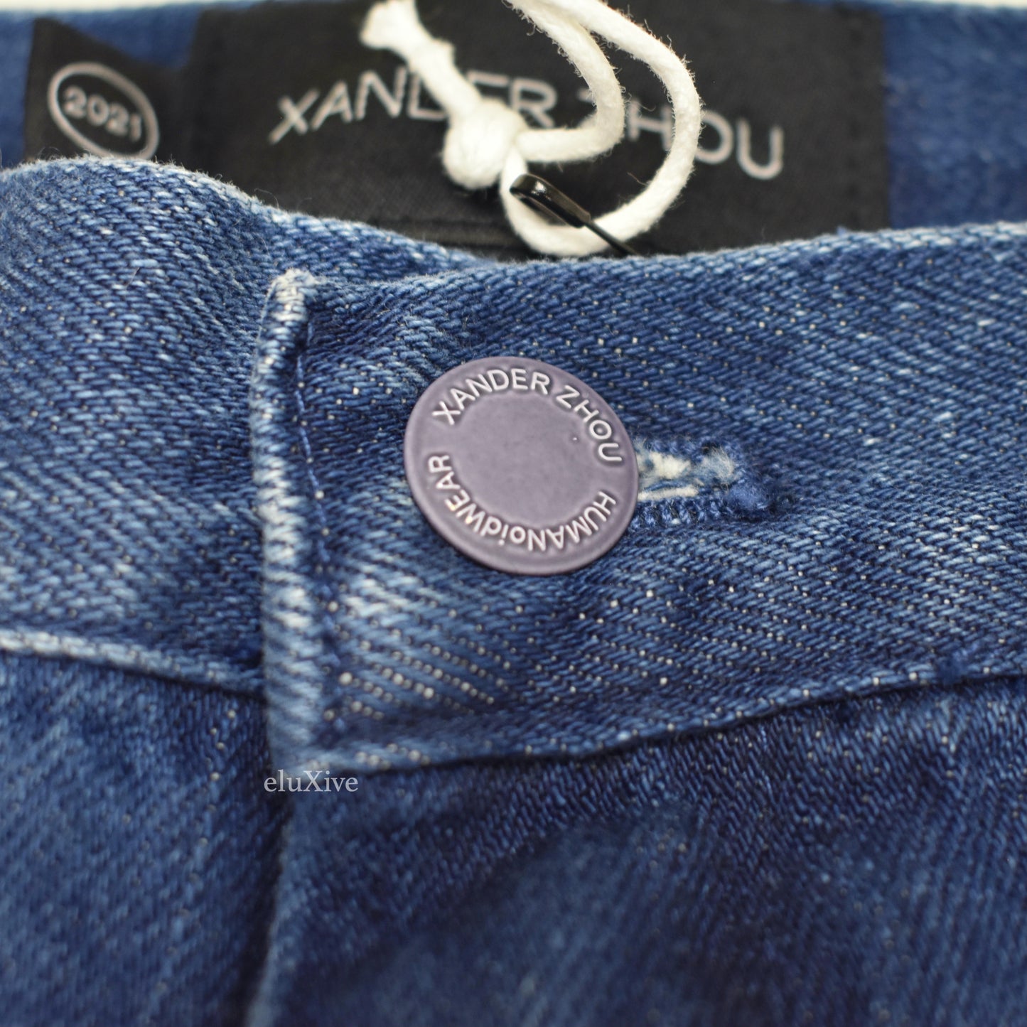 Xander Zhou - Blue Spiral Effect Denim Jeans