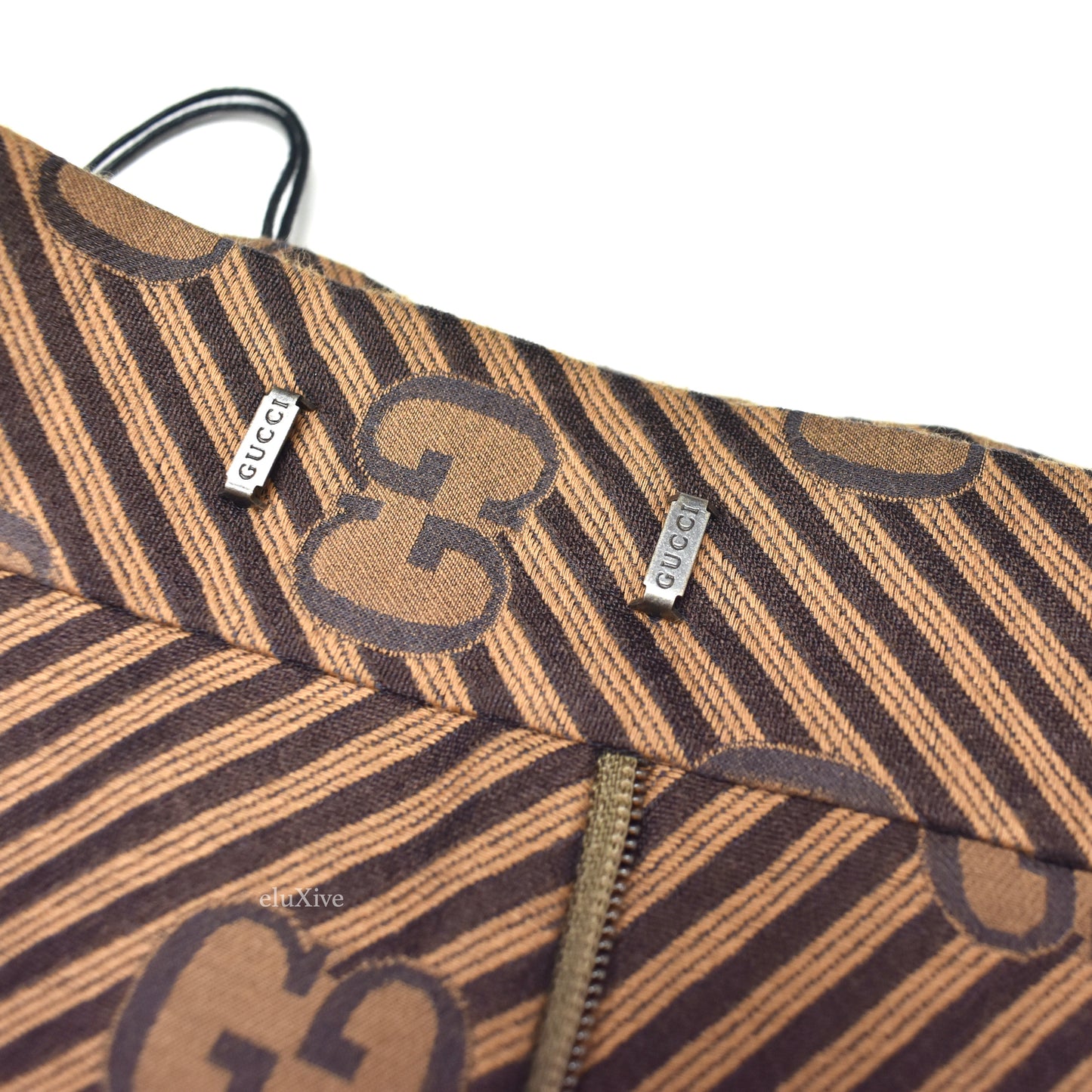 Gucci - Brown Diagonal Stripe GG Monogram Woven Pants