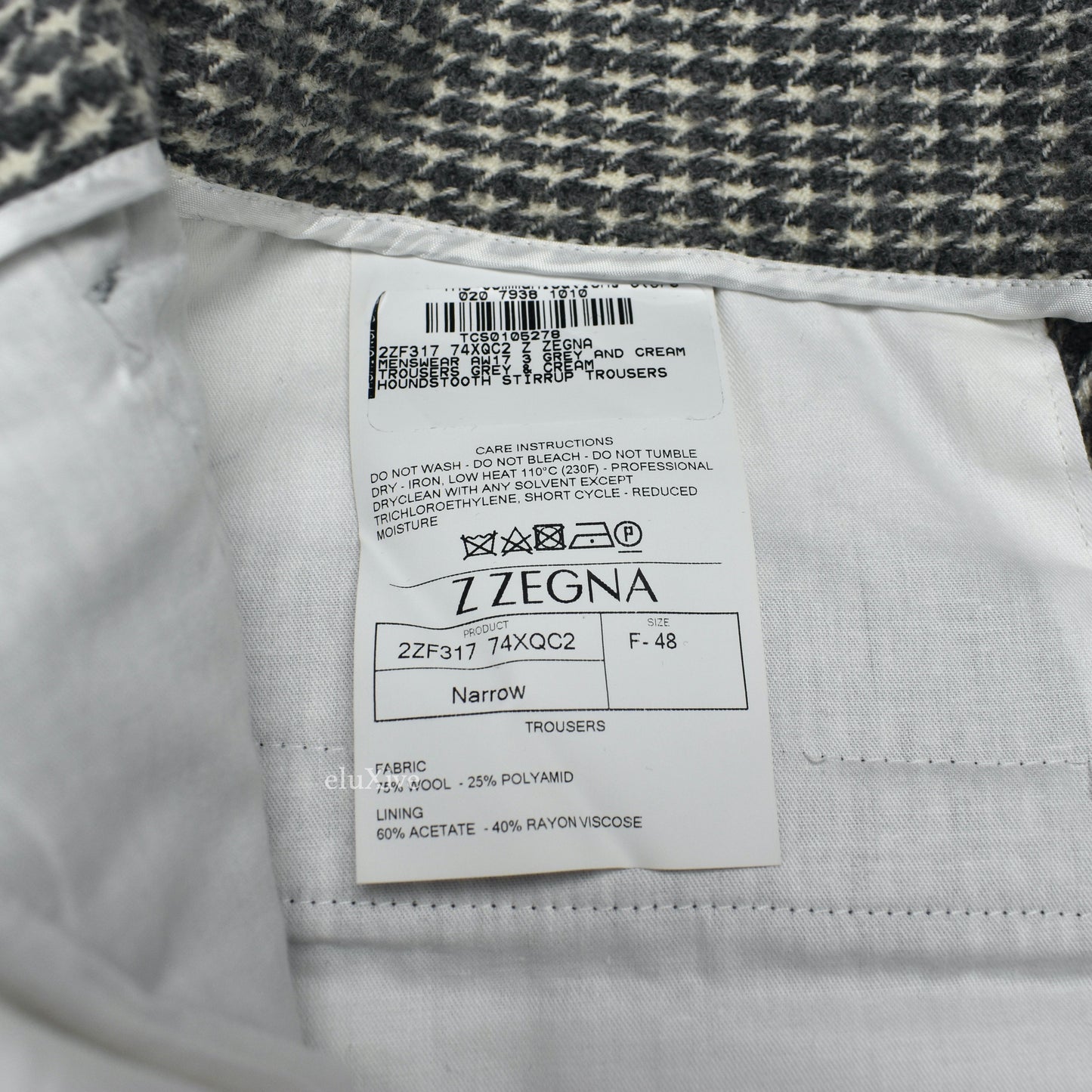 Z Zegna - Gray / White Houndstooth Wool Stirrup Pants