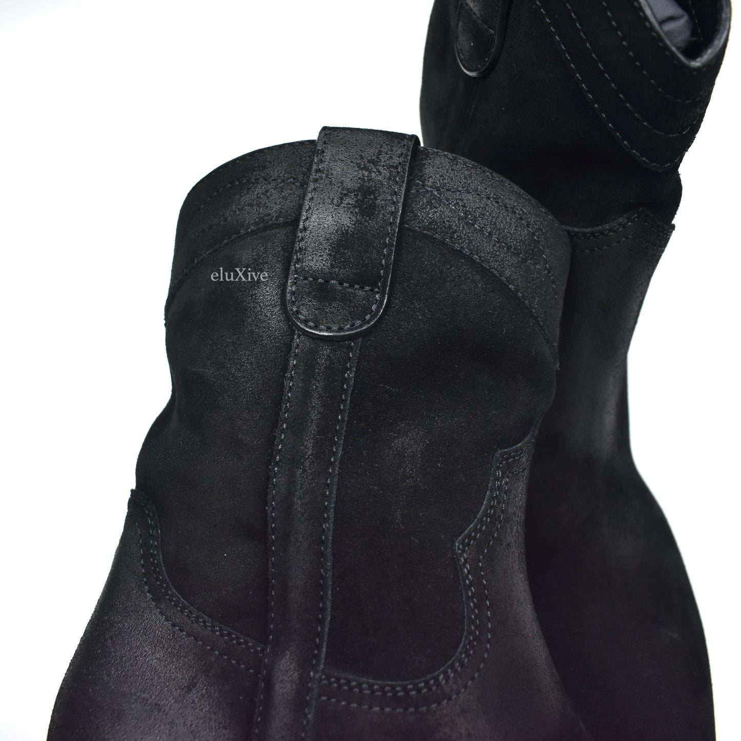 Saint Laurent - Black Buffed Suede Santiag Western Boots