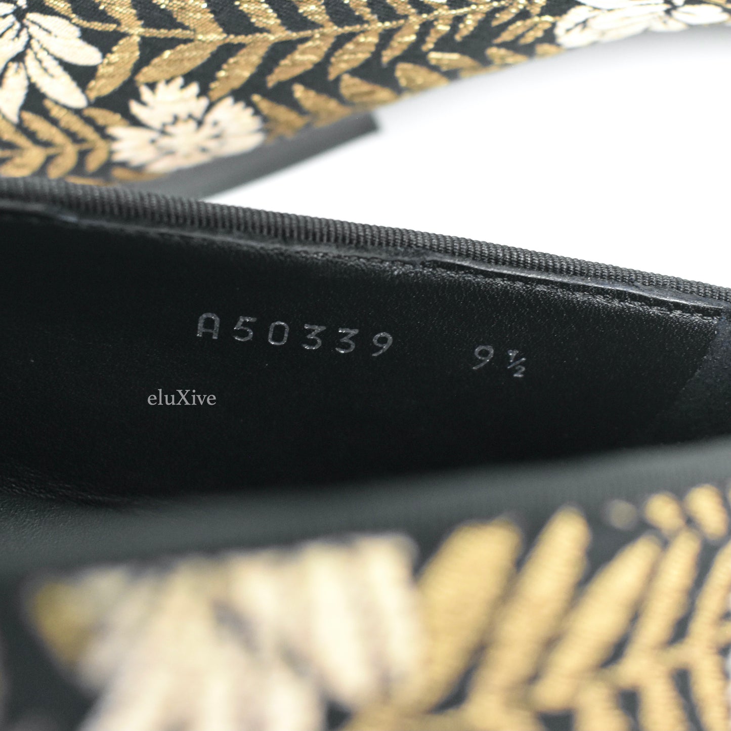 Dolce & Gabbana - Black / Gold Floral Woven Smoking Slippers