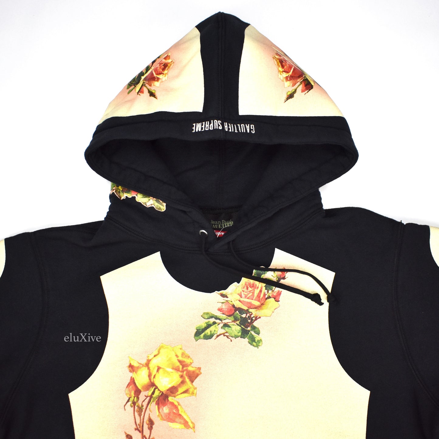 Supreme x Jean Paul Gaultier - Black Floral Print Hoodie
