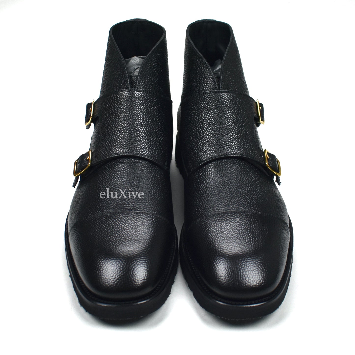 Tom Ford - Black Pebbled Calf Leather Monk Strap Boots