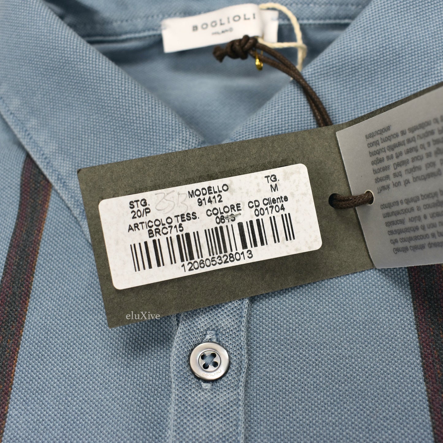 Boglioli - Slate Blue Vertical Stripe Polo Shirt