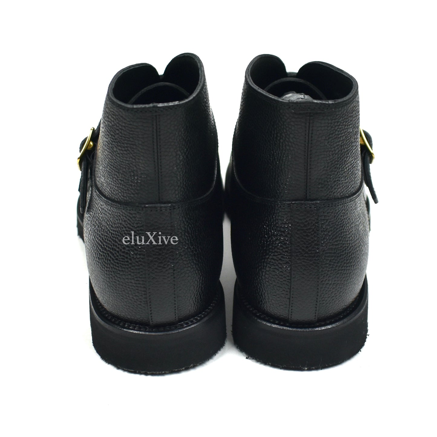 Tom Ford - Black Pebbled Calf Leather Monk Strap Boots